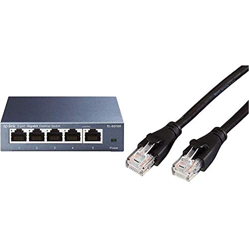 Switch Ethernet Gigabit 5 ports TP-Link metallique et son cable RJ45 categorie 6 de 4,2 m