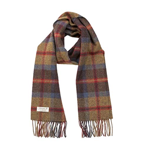 Biddy Murphy Fine 100% Irish Lambswool Plaid Scarf, Soft & Warm, Celtic Tartan Check, Brown Red #TOP30