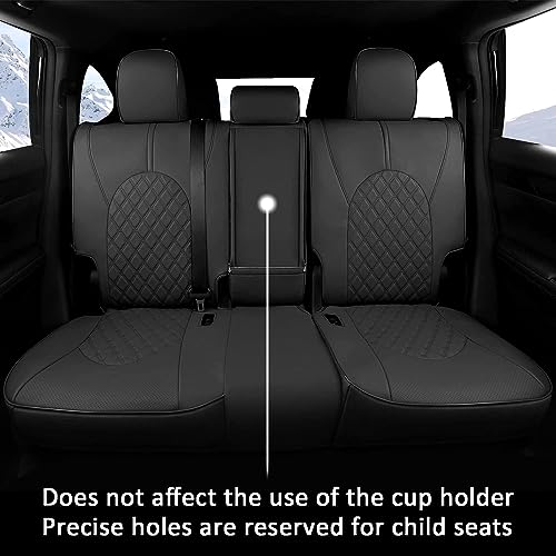 Image of GIANT PANDA Customized Full Set Car Seat Covers Fit for Toyota Highlander L /LE /XLE /Limited /Hybrid 2020 2021 2022 2023 2024 2025 2026 Three-Row Model, 8 Seats, Faux Leather - (Black)