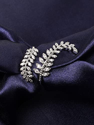 Adjustable Crystal Tone Leafy Shaped Ring for Women