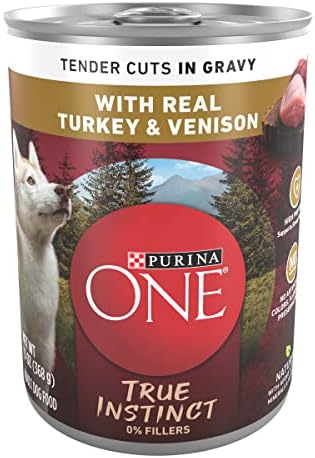 Purina ONE High Protein Wet Dog Food True Instinct Tender Cuts in Dog Food Gravy With Real Turkey and Venison - (12) 13 oz. Cans
