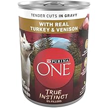 Purina ONE High Protein Wet Dog Food True Instinct Tender Cuts in Dog Food Gravy With Real Turkey and Venison - Pack of 12 13 oz. Cans