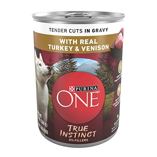 Purina ONE High Protein Wet Dog Food True Instinct Tender Cuts in Dog Food Gravy With Real Turkey and Venison - (Pack of 12) 13 oz. Cans