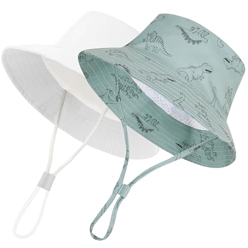 Image of Urban Virgin 2-Packs Baby Sun Hat UPF 50+ Sun Protective Toddler Bucket Hat Summer Kids Beach Hats