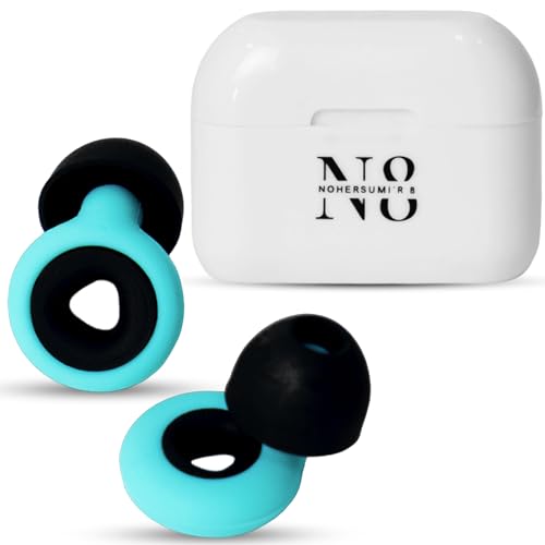 Tapones Oidos Ruido Dormir,45dB Tapones Oidos Cancelacion de Ruido Protección Auditiva para Dormir/Concentración/Reutilizable(S/M/L) Estuche, (Negro-Turquesa).MEJORADOS y 3 tamaño de almohadillas