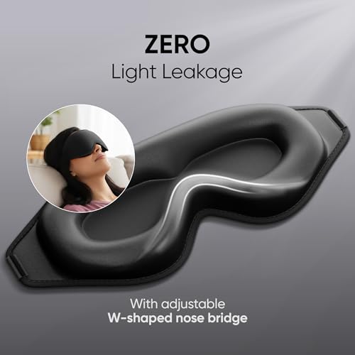 Image of Frido 3D Eye Mask for Men & Women | 100% Blackout Sleep Mask | Zero Pressure Memory Foam for Eyelids & Lashes | Adjustable Straps for Travel & Meditation | Soft Comfortable Night Eye Cover - Pitch Black