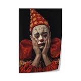 Sad Clown, Gothic Dark Art Painting PosterWall Poster Art Canvas Print Living Room Office Bedroom Aesthetic Poster08x12inch(20x30cm) Unframe-style