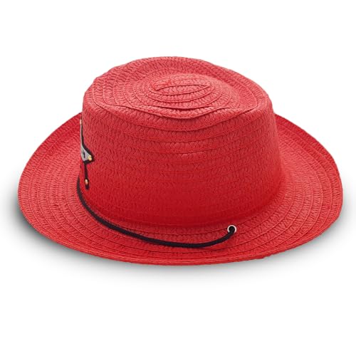 Image of VRITRAZ Kids Straw Hat for Baby Boys & Girls | Printed Summer Sun Hat, Woven Wide Brim Beach Cap, Lightweight Breathable Holiday Travel Picnic Outdoor Fancy Dress Fashion Hat for Children & Toddler