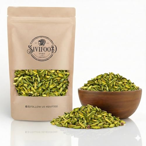 SIVIFOOD Gestiftete Pistazienkerne [250g] Premium Pistaziensplitter aus grünen Pistazien Naturbelassene gestiftete Pistazien (Khalal Peste) ohne Zusätze Pistazienkerne zum Backen & Dekorieren