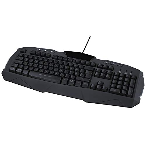uRage "Illuminated" Gaming Keyboard Tastatur (QWERTZ, an- und ausschaltbare, dreifarbige LED Beleuchtung, Präzisionsanschlag, Anti-Ghosting-Effekt, integrierte Handballenauflage) schwarz/blau