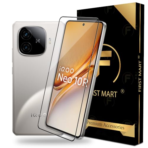 Image of FIRST MART Tempered Glass for iQOO Neo 10R & Neo 10, 9H Full-Glue Screen Protector, 3D Edge-to-Edge, HD Clear, Oleophobic, Case-Friendly, Black, Pack of 1