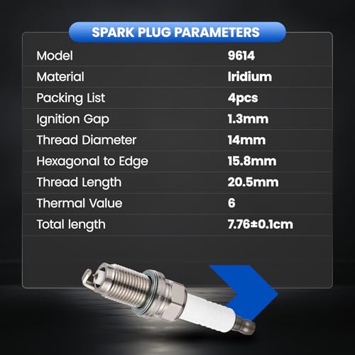 Image of Iridium Spark Plug 9614 4 Pack for Honda Civic | Fits Acura CSX /TSX /RSX /MDX /RL /TL; Fits Honda Civic /Accord /Element /CR-V 1.8L 2.0L 2.4L 3.0L 3.2L 3.5L 3.7L L4 V6; OE 9614