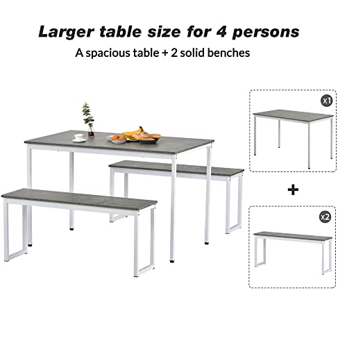 Merax 3-Piece Dining, Table and Bench, Furniture Set for Home Kitchen Patio Outdoor Industrial Style Steel Frame and Imitation Marble Veneer, Gray, 114 x 70 x 75 cm 4 Merax 3-Piece Dining, Table and Bench, Furniture Set for Home Kitchen Patio Outdoor Industrial Style Steel Frame and Imitation Marble Veneer, Gray, 114 x 70 x 75 cm - Image 4