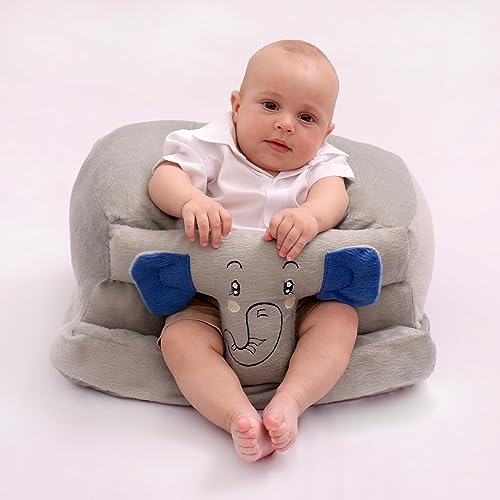 Assento Para Bebe Apoio Sofázinho Poltroninha Pelúcia Antiqueda (Elefante Orelha Azul)