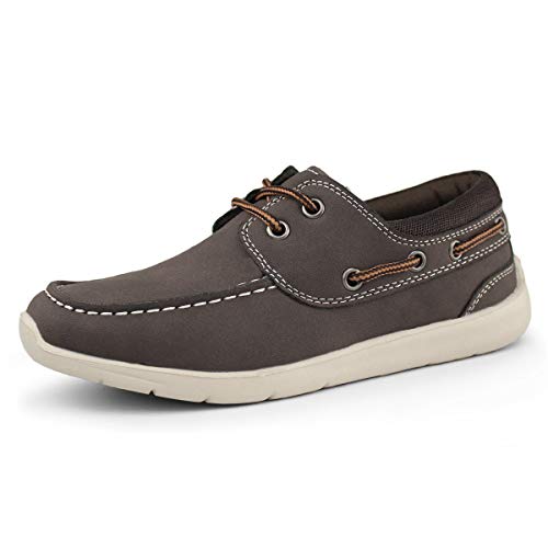 Hawkwell Kids Boys Loafers Casual Boat Shoes(Toddler/Little Kid), Brown PU, 1 M US