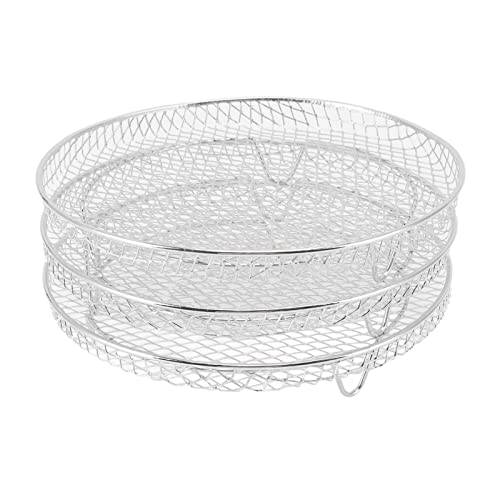 3Pcs Air Fryer Rack, Stapelbar Dehydrat Rack Edelstahl Multi-Layer Dehydrator Rack Heißluftfritteuse Zubehör Food Grade Obst Fleisch Dehydrierung für Heißluftfritteuse Doppelkammer – Bild 8