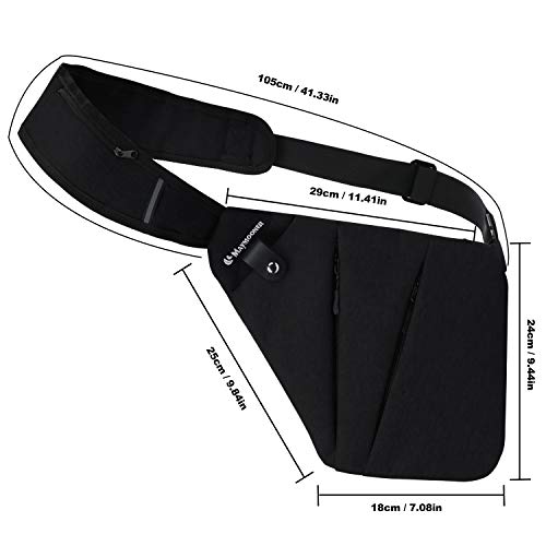 Maymooner Men Small Sling Shoulder Crossbody Bag, Lightweight Anti-Theft One Strap Casual Chest Bag Slim Backpack For Outdoor Walking Trip Hiking Biking Fits Up To 7.9 Inch Ipad Mini (Black) #TOP2