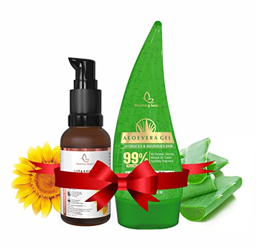 Image of Blooming beauty Vitamin C 20% Professional Face Serum with Vitamin E, Ferulic acid, Niacinamide,for Age Defying& Skin Clearing Serum,Vitamin C Face Serum (Vitamin C + Aloe Vera gel (30+120)-150ml)