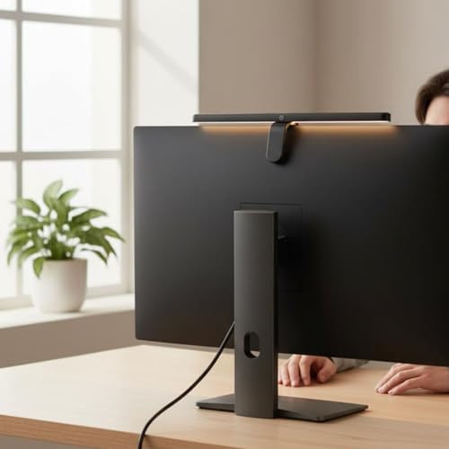 Image of ATORSE Eye Care Computer Monitor Light Bar No Glare Monitor Light Bar Adjustable Color Temperature Screen Hanging Lamp Dimmable for Students, Gamers, Study, Gaming, Dual-use 10W