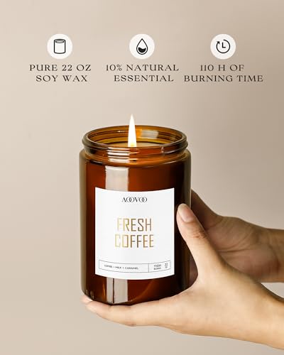 Image of AOOVOO Fresh Coffee Candles - 22 oz Scented Candles, Aromatherapy, Soy Candle for Home Scented