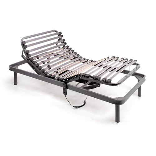 Ferlex - Cama articulada eléctrica | Somier articulado de 5 Planos | Reguladores de firmeza y Refuerzo en Lumbar y Dorsal (90x190 cm)