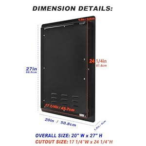 Stanbroil BBQ Outdoor Kitchen Door, Black Steel Single Vertical Access Door Perfect for Outdoor Kitchen, BBQ Island, Grilling Station -17 1/4" by 24 1/4" Stanbroil BBQ Outdoor Kitchen Door Black Steel Single Vertical Access Door Perfect for Outdoor Kitchen BBQ Island Grilling Station 17 14 by 24 14