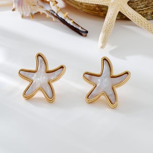 WOWORAMA Chunky Sea Shell Earrings for Women Gold Seashell Coral Reef Earrings Ocean Sea Pearl Statement Earring Boho Summer Beach Dangling Jewelry