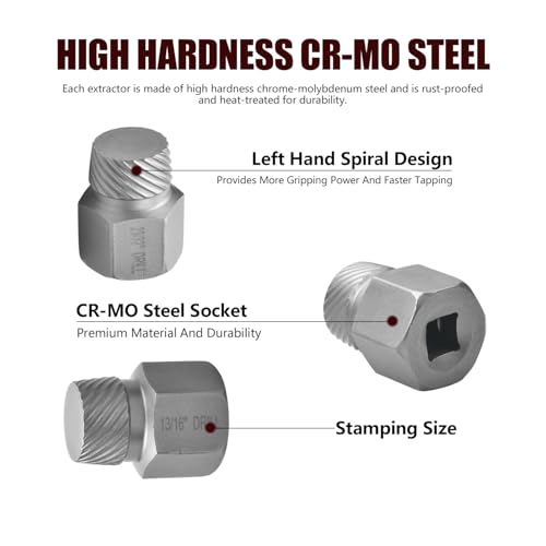 Extractor de tornillos de 27 piezas con adaptador hexagonal para tuercas dañadas y pernos 4