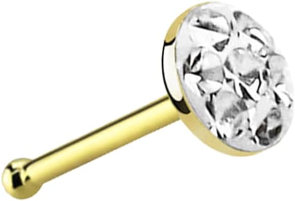 16PCs .925 Sterling Silver 22G 6mm Nose Ring Bone Nose Studs 3mm Half Ball Resin Top Crystal Clear CZ Nose Bone Stud Pin Hypoallergenic Piercing Jewelry 1/4 Inch