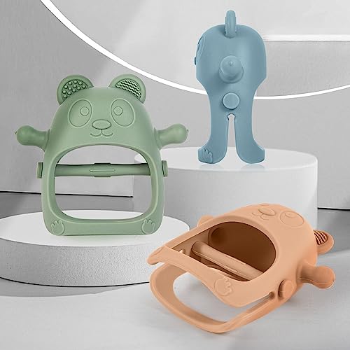 Eascrozn Baby Teething Toys for Infants 3+ Months Set of 3, Easy to Hold Silicone Teething Mitten with Soft Textures for Sensory Exploration and Teething Pain Relief, Baby Chew Toys for Sucking Needs - Thumbnail 6