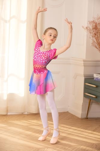 Image of Arshiner Girls Ruffle Sleeve Ballet Dance Dress Tutu Skirted Leotard