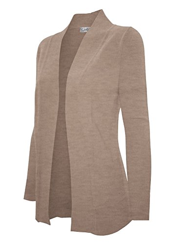 Cielo Women s Solid Basic Open Front Pockets Knit Sweater Cardigan Khaki M