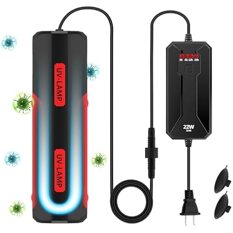 Rutloy Aquarium Clean Light,22W UV Double Tube Sanitizer Clean Light with Timer, Fish Tank Aquarium Water Cleaning Algae Removal Lamp for Ornamental Fish Tanks, Large Aquariums Cover