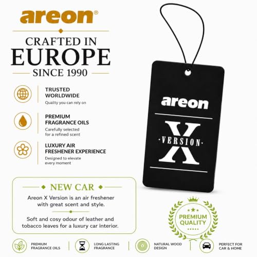 Image of AREON X AXV05 Hanging Best Car Air Freshener New Car Scent, Paper Hanging Ornaments, Long Lasting Scent for Car or Home 12 Pack