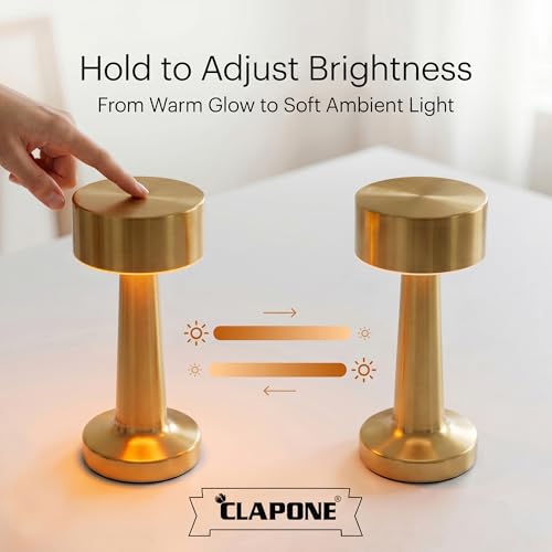 Image of Table Lamp /Table Lamp Study Room /Lamp Table /Led /Wireless Led Touch 3 Mode Metal /Bed Lamps Bedroom Side /Rechargeable Metal Touch /Warm Lighting /Bedside Lamp /Nightstand Lamp (Golden Lamp)