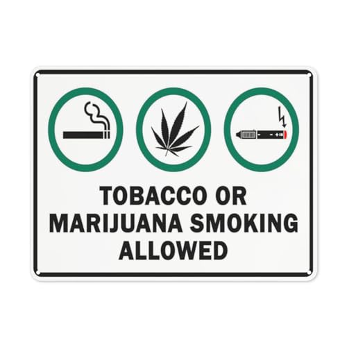 Tobacco or Marijuana Smoking Allowed Caution Sign
