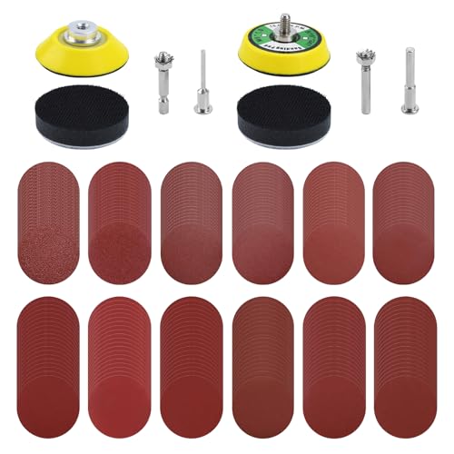 240pcs 2 Inch Sanding Discs Pad Kit, Sanding Pad Kit for Drill Grinder Rotary Tools with Backer Plate Shank and Soft Foam Buffering Pad Sandpaper Includes 80-3000 Grit Drill Sanding Attachment