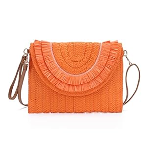 LHHMZ Damen Stroh Clutch Geldbörse Sommer Handtaschen Umhängetaschen aus gewebtem Stroh Strand Clutch Geldbörse