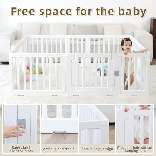 Gupamiga Laufstall Baby 150×180 cm Laufgitter Baby Sicherheits-Aktivitätszentrum für drinnen oder draußen PLP-WL071-12
