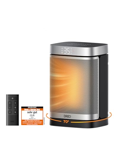 Dreo Heizlüfter Energiesparend Klein, 1500W Heizung Elektrisch mit Thermostat, 70° Oszillierend Elektroheizung, PTC Keramik Heizlüfter Leise, ECO-Modus, 12-Std-Timer, Überhitzungs- & Kippschutz
