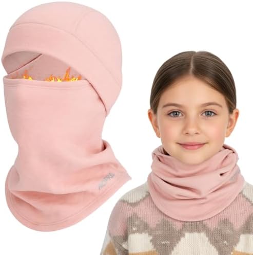 AOPREL Kinder Sturmhaube Winter Balaclava Modal-Wolle-Mix Skimaske | Multifunktional Winddicht Thermo Gesichtsmasken Schlupfmütze Sturmmaske Mütze mit Halswärmer für Jungen & Mädch