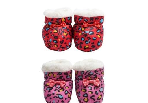 New Born Baby Tiger Print Booties Fancy Socks Cum Shoes with Fur Design for Winter and All Seasons Unisex Booties (Toe to Heel Length - 12 cm Red, Pink) Pack of 2-image-41