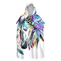 Morbuy Poncho Asciugamano In Microfibra Con Cappuccio | 3D Nuvola Arcobaleno | Per Bambini E Adulti, Spiaggia, Piscina, Surf - 3
