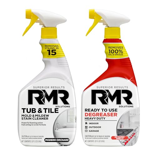 RMR Grime To Shine System Tub & Tile Stain Remover + Ready to Use Degreaser 2-Step Bathroom and Surface Cleaning Bundle for Tile Grout Shower Counters Floors and More 232 Oz Bottles
