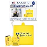 Secure Safety Solutions Chair Alarm for Elderly Dementia Patients - Caregiver Alert Monitor and Pressure Sensor Pad - Wheelchair Exit Monitoring Kit, Wandering and Fall Prevention Alarms for Seniors