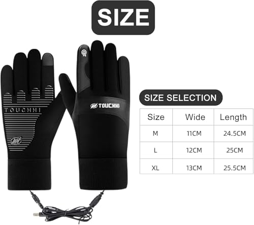 JEONDFG Beheizbare Handschuhe,Winter Vollfinger,USB Beheizte Handschuhe Nicht-Slip,wasserdichte Touchscreen Winterhandschuhe Beheizt,für Damen Herren Klettern,Radfahren