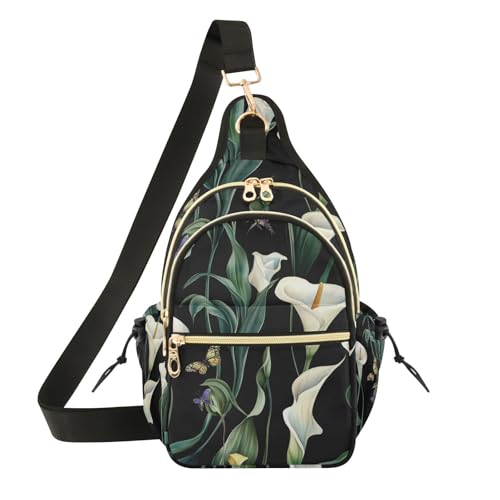 Sac à bandoulière tendance pour femme rando et voyage lys noir