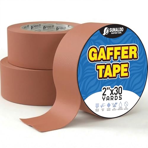 Image of Gaffers Tape Heavy Duty, Easy to Rip, Residue-Free Professional Grade Floor Tape for Electrical Cords, Matte Finish Non Reflective, Weather Resistant (3, Brown, 2 inch x 30 Yards)