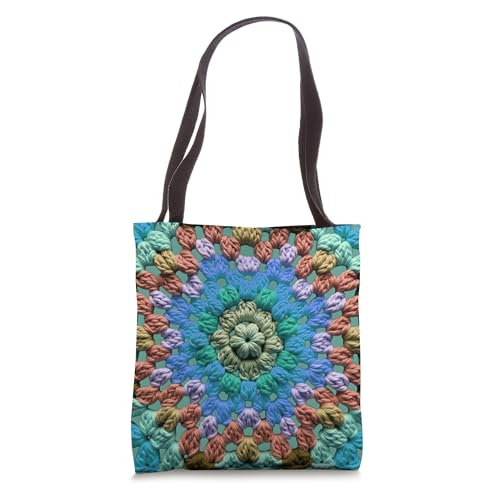 Granny Square Crochet Pattern Seventies Retro 8 Tote Bag