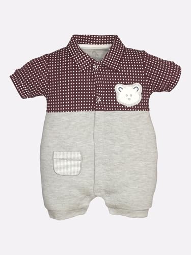 Image of BabyGo Baby Half Sleeve Rompers 100% Cotton Rompers for New Born Baby Boys|Daily Suits for Baby Boys & Girls| 6X9M|GREY-GREY|Onesies| Infant Clothes | Pack of 2